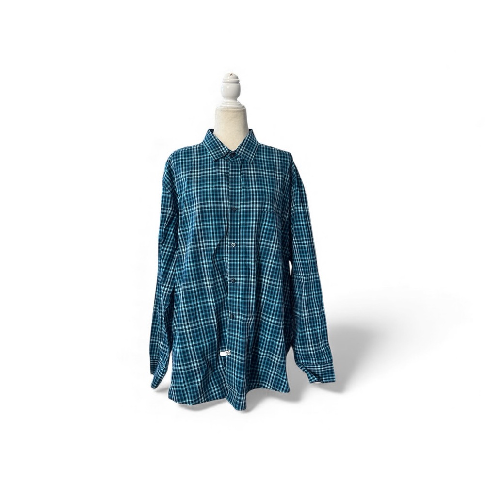 Tasso Elba Men’s Multi Blue Checkered Shirt Size xxl 18-18.5